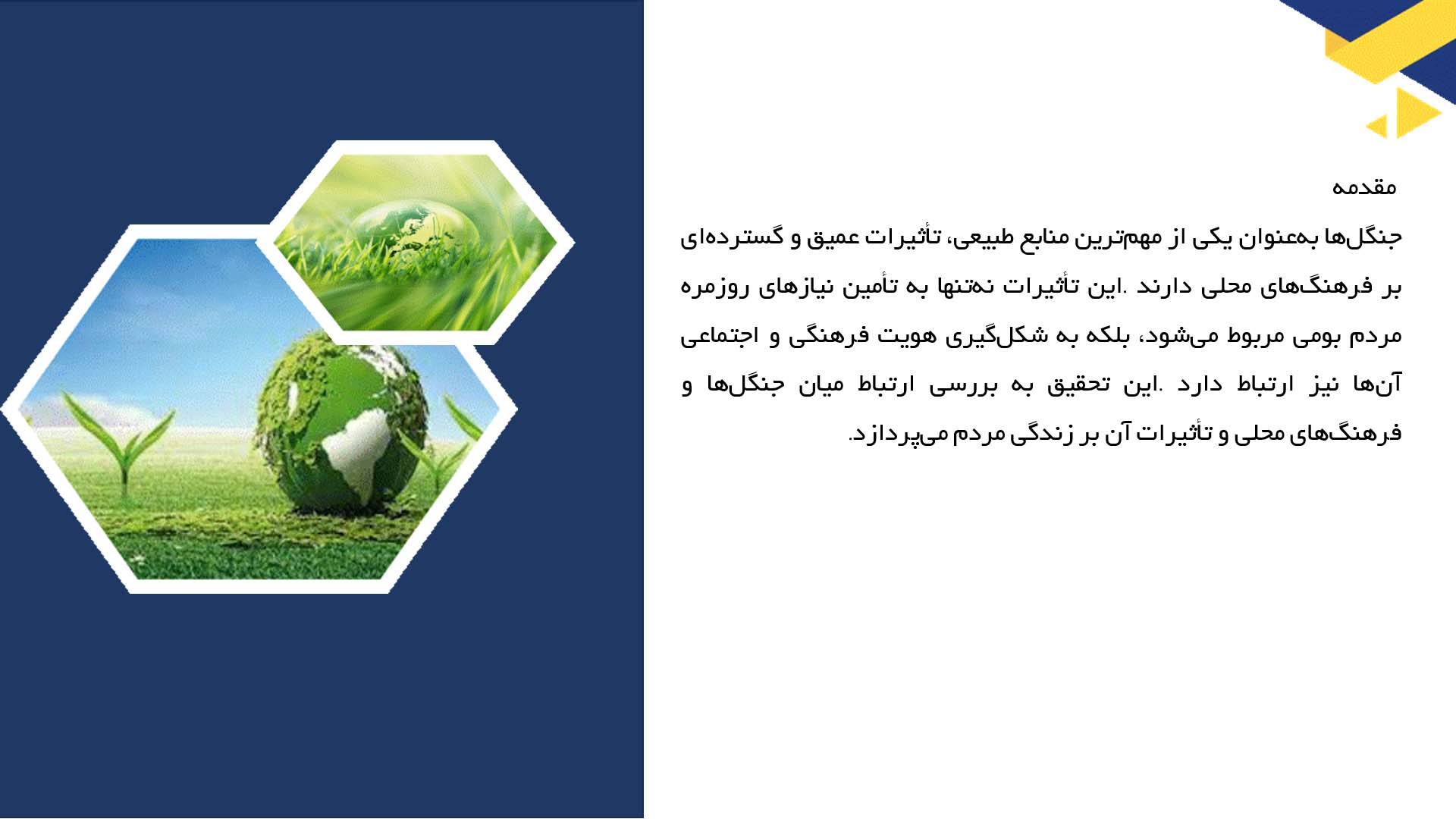 پاورپوینت در مورد جنگل‌ها و تأثیر آن‌ها بر فرهنگ‌های محلی